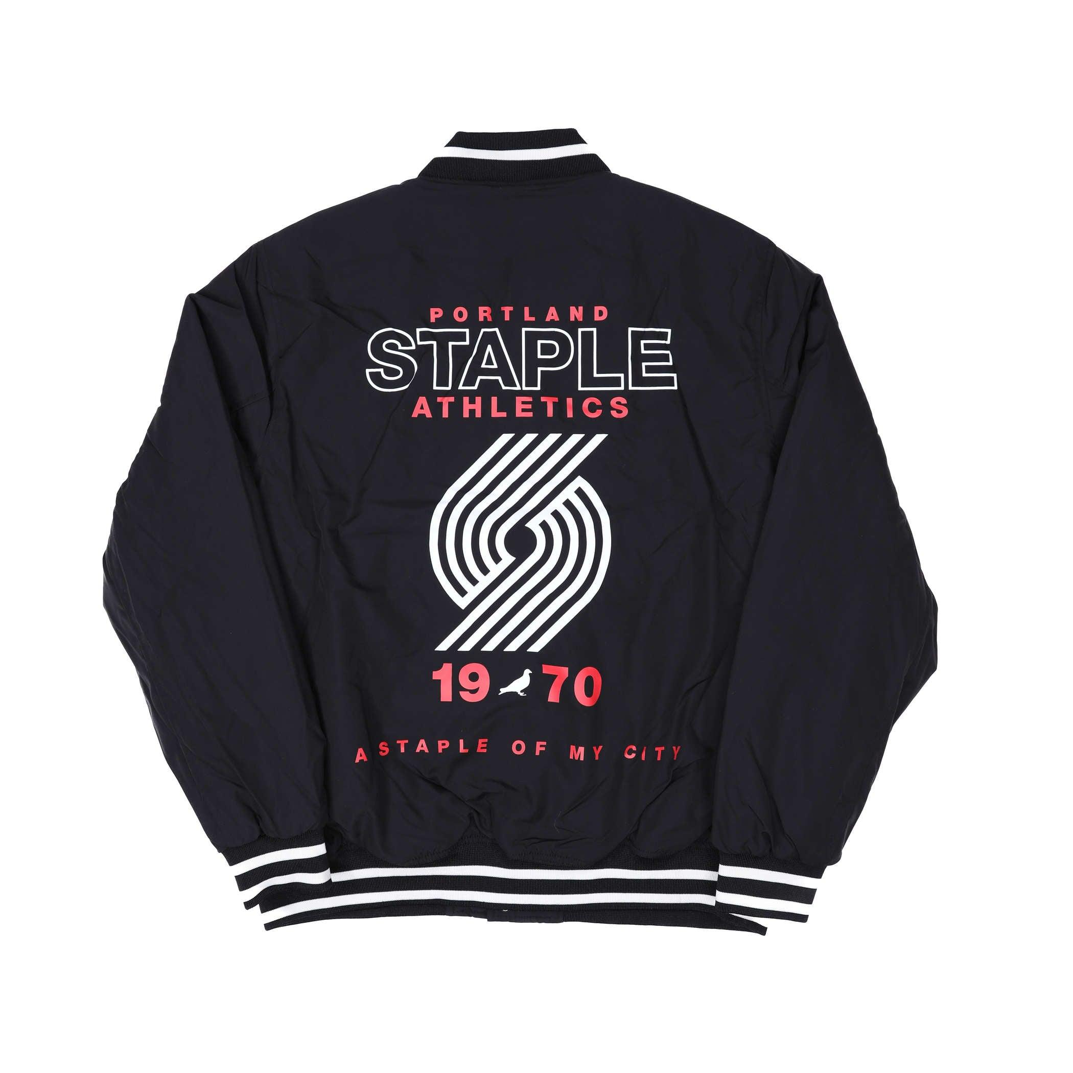Staple x Trail Blazers Black Snap Up Varsity Jacket