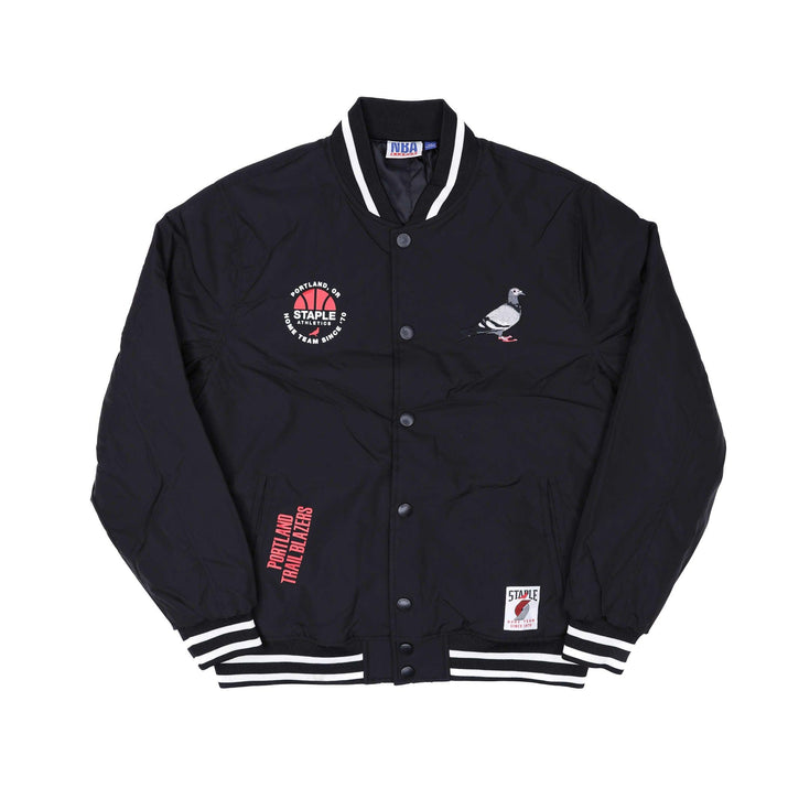 Staple x Trail Blazers Black Snap Up Varsity Jacket