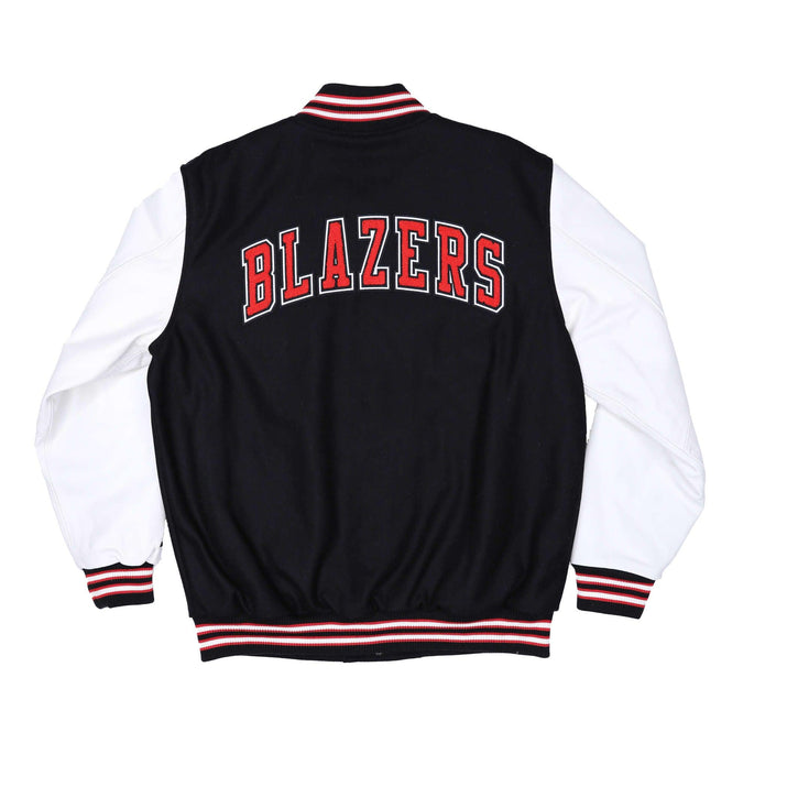 Starter Prospect Retro Varsity Jacket Black Wool Blend With White Leather Sleeves