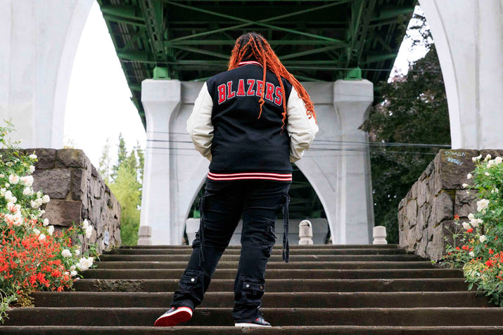 Starter Prospect Retro Varsity Jacket Black Wool Blend With White Leather Sleeves