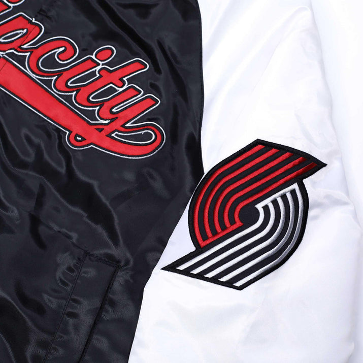 Starter Ripcity Youth Color Block Black, Red & White Varsity Jacket