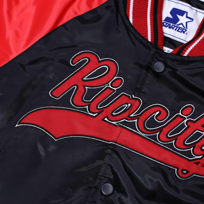 Starter Ripcity Youth Color Block Black, Red & White Varsity Jacket