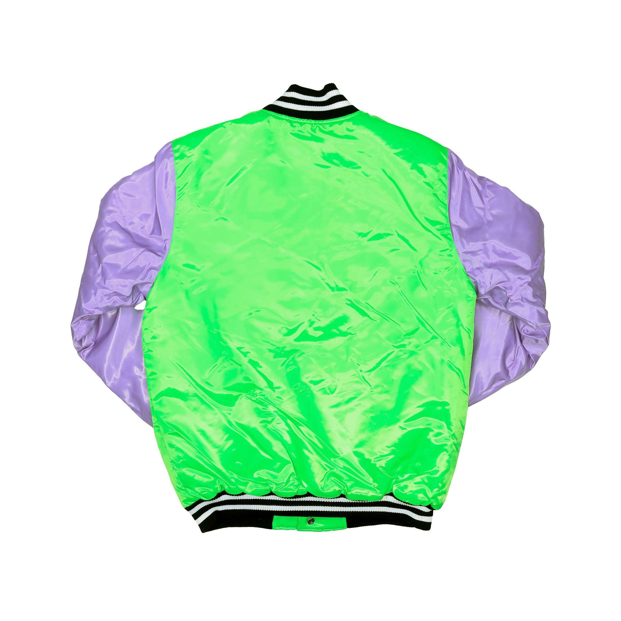 Starter ripcity Cross Bronx Neon Green & Purple Retro Satin Jacket