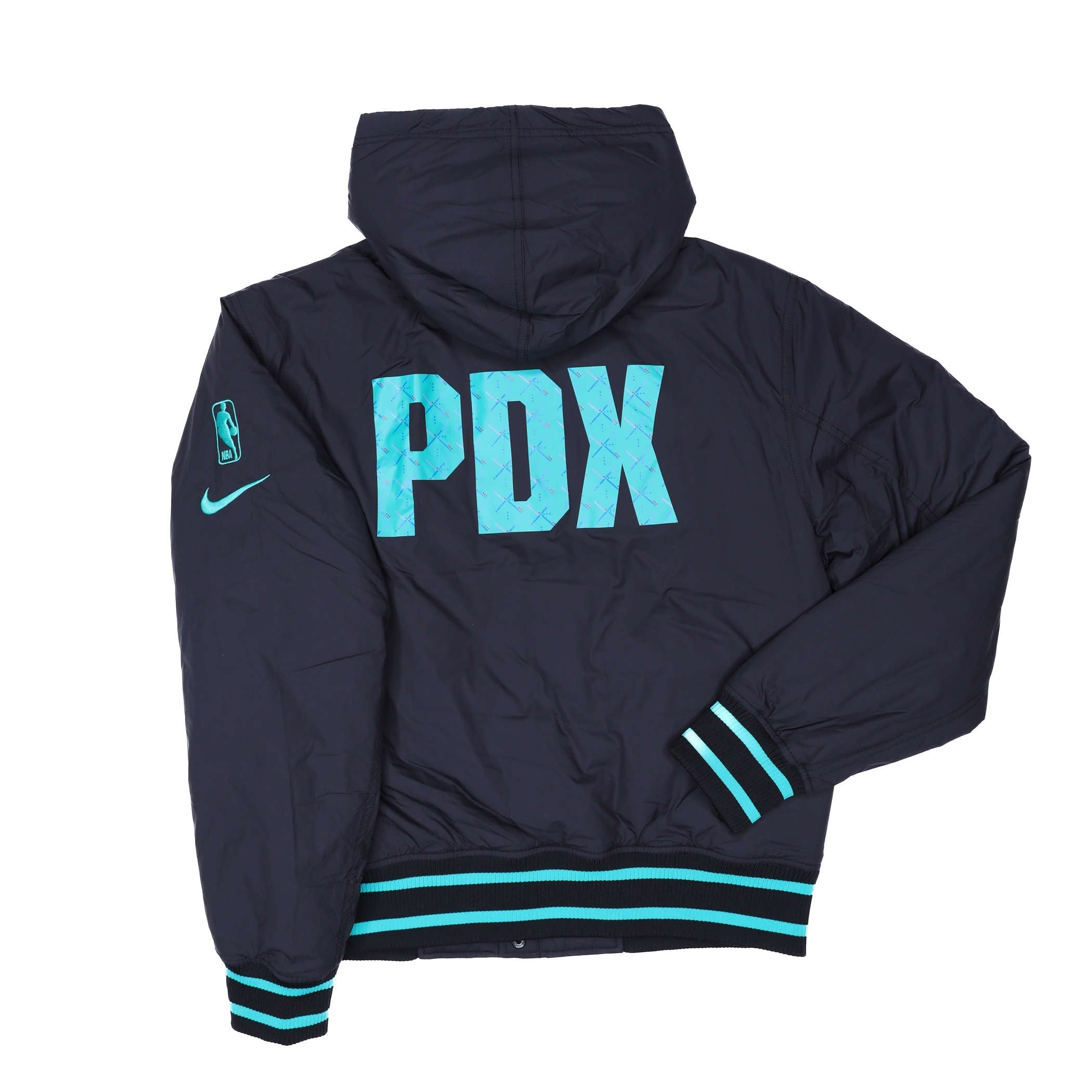 Trail Blazers PDX City Edition Nike Courtside Hooded Snap Up Bomber Jacket