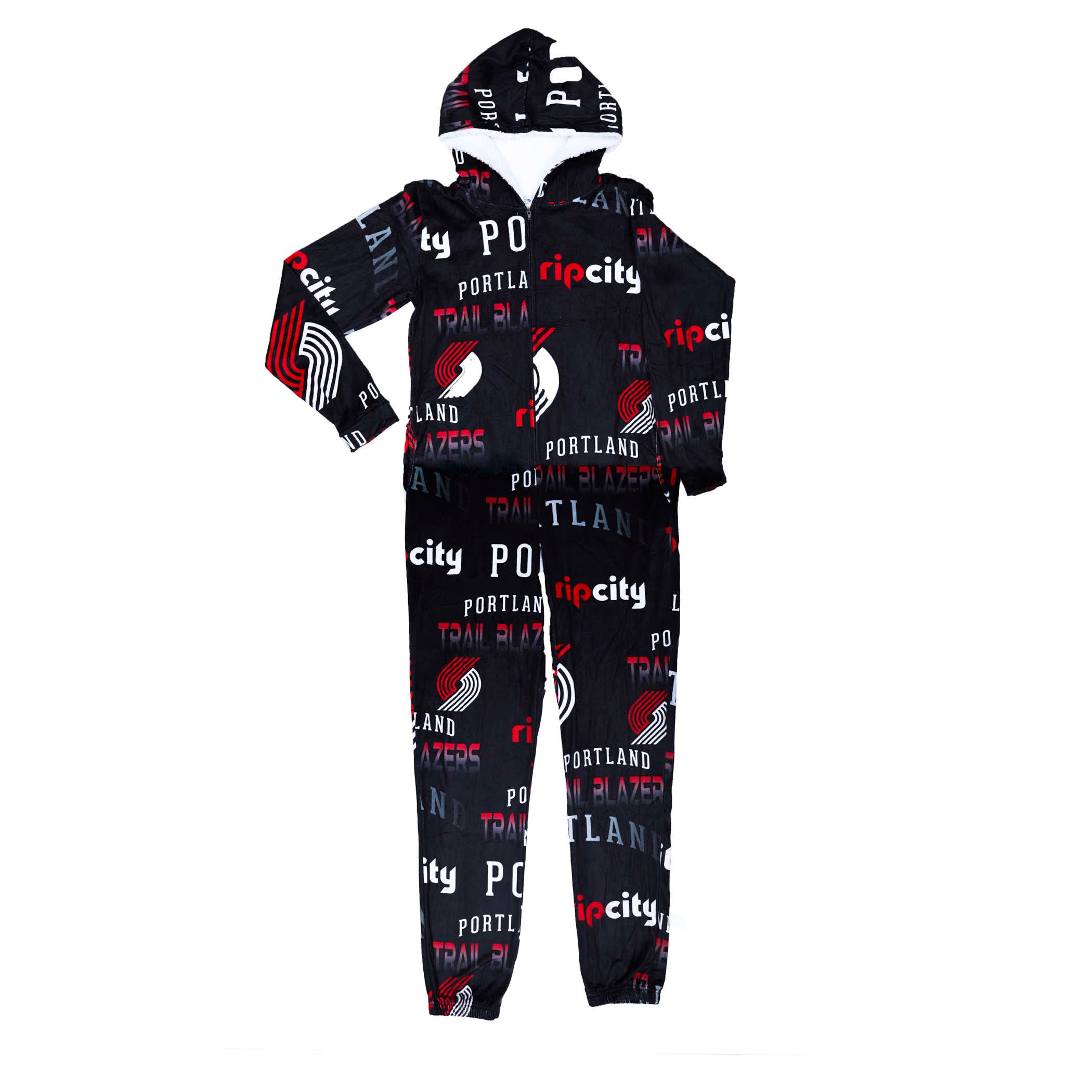 Trail Blazers One Piece Hoodie Fleece Union Suit - Rip City Clothing