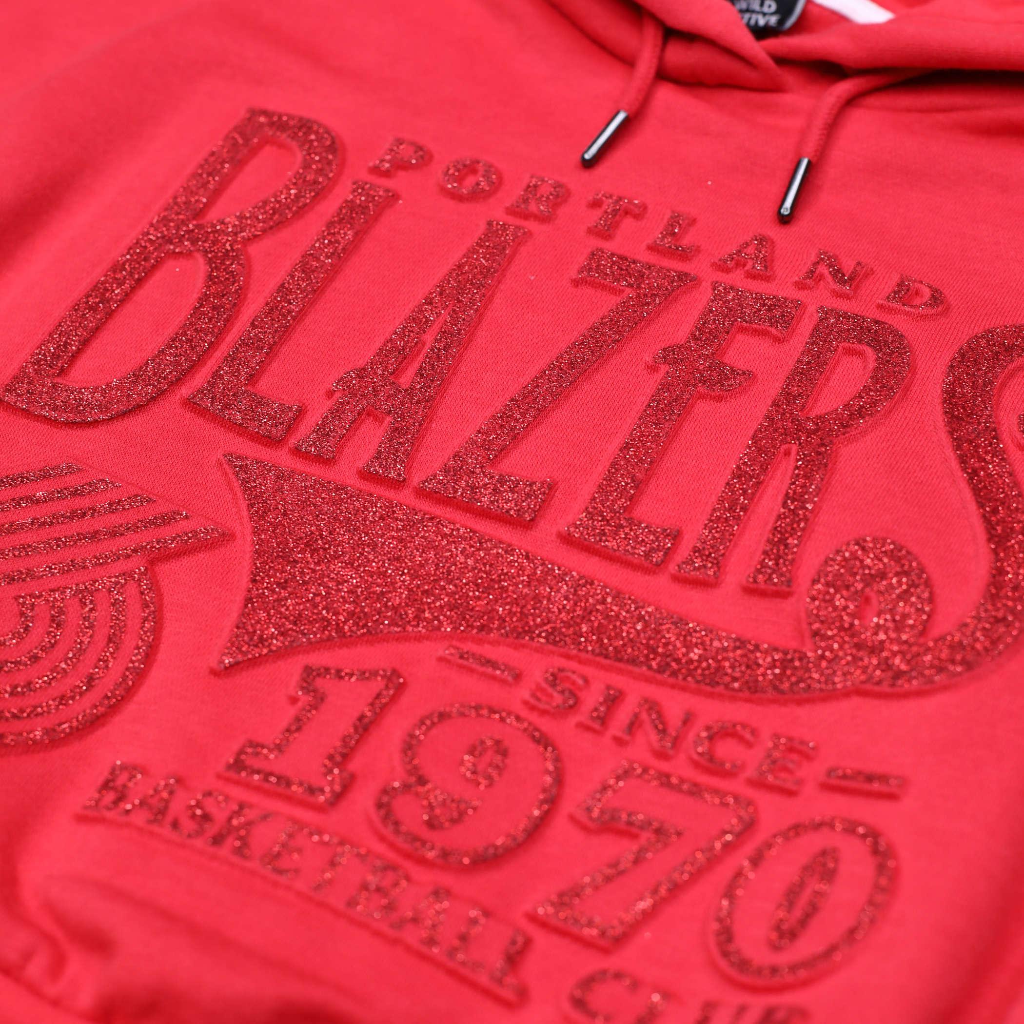 Wild Collective Women's Red Crop Glitter Hoodie