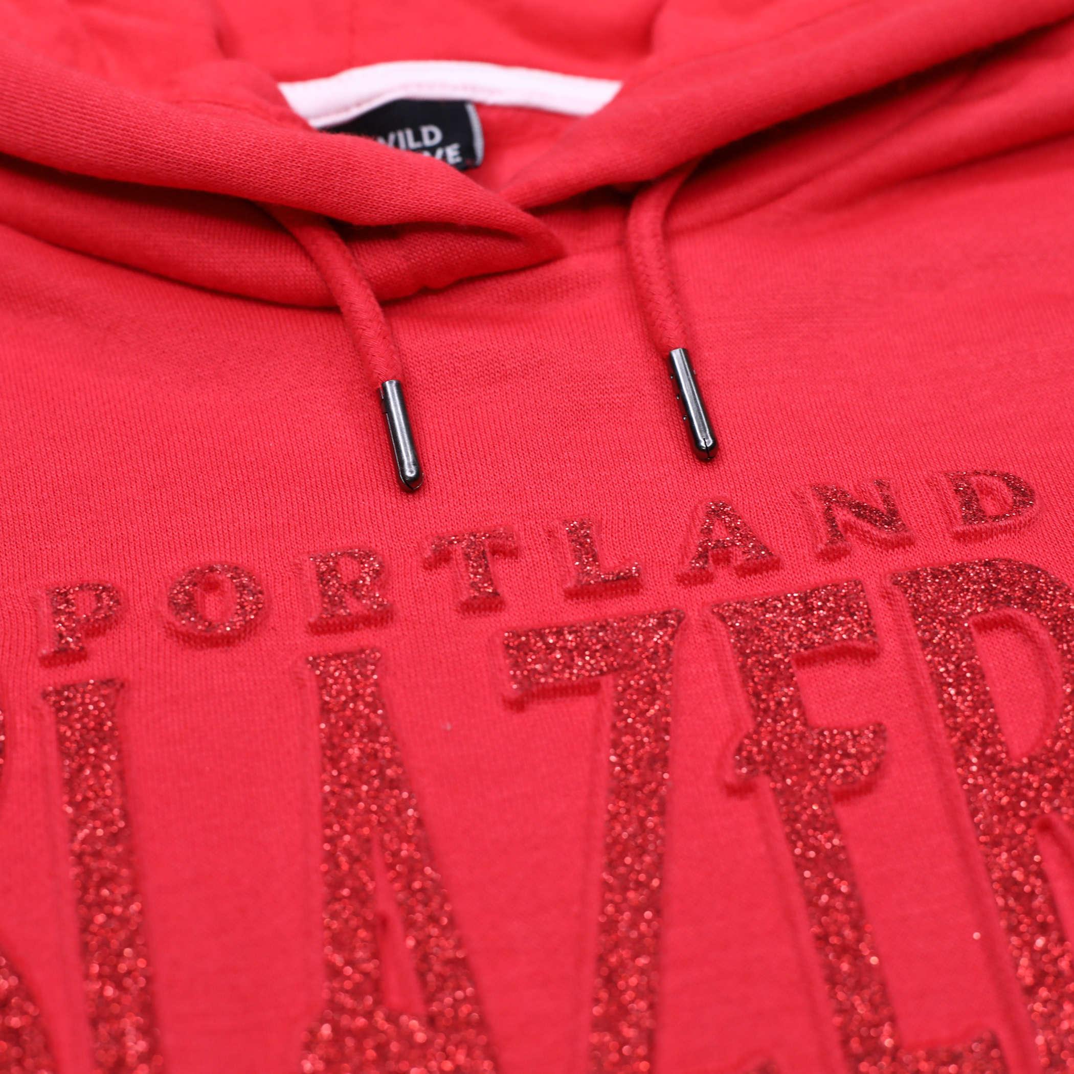 Wild Collective Women's Red Crop Glitter Hoodie