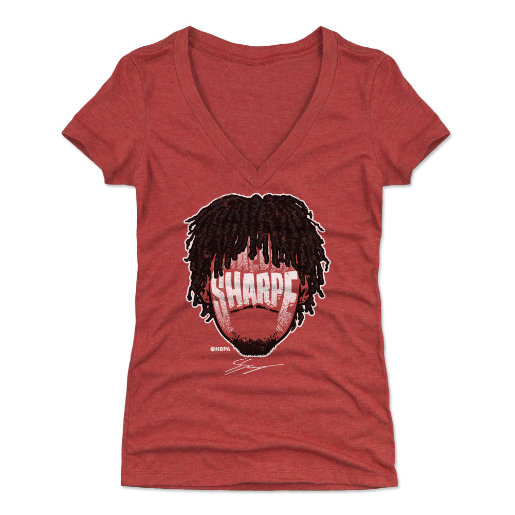 Shaedon Sharpe Portland Player Silhouette Women's V-Neck T-Shirt - Rip City Clothing