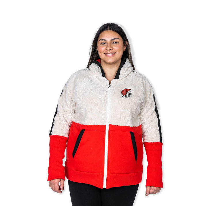 Women's Shuffle It Sherpa Red & White Full Zip Jacket