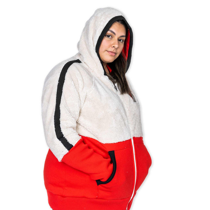 Women's Shuffle It Sherpa Red & White Full Zip Jacket
