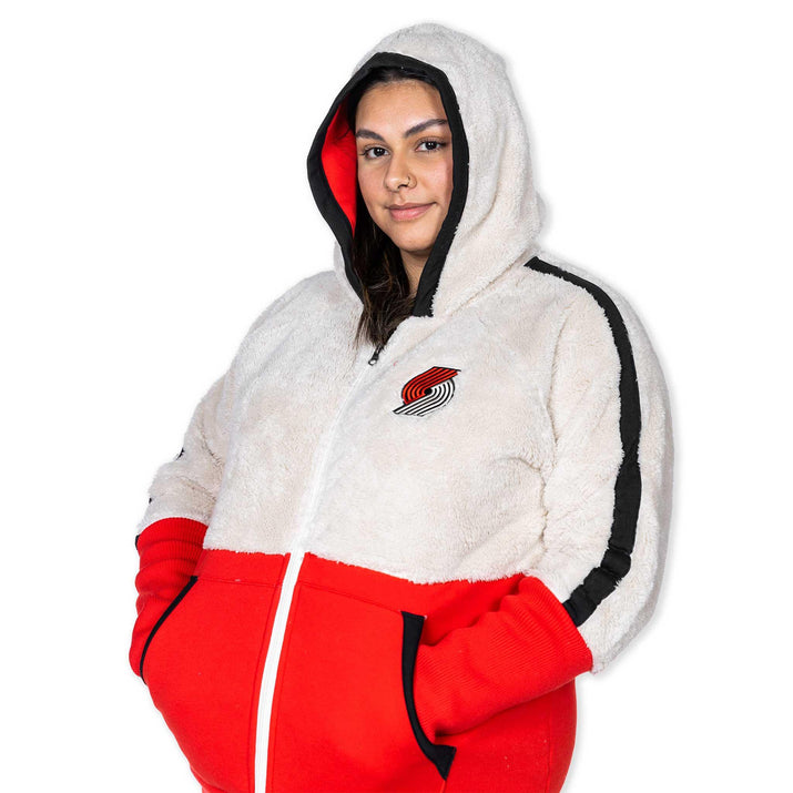Women's Shuffle It Sherpa Red & White Full Zip Jacket