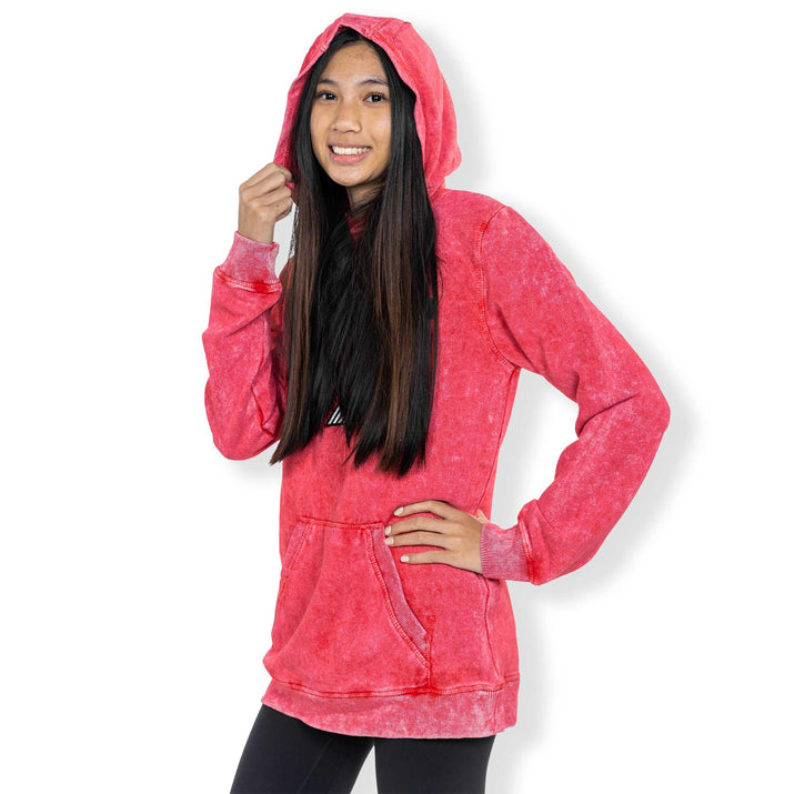 Youth Mineral Wash Back-to-Back Red Hoodie