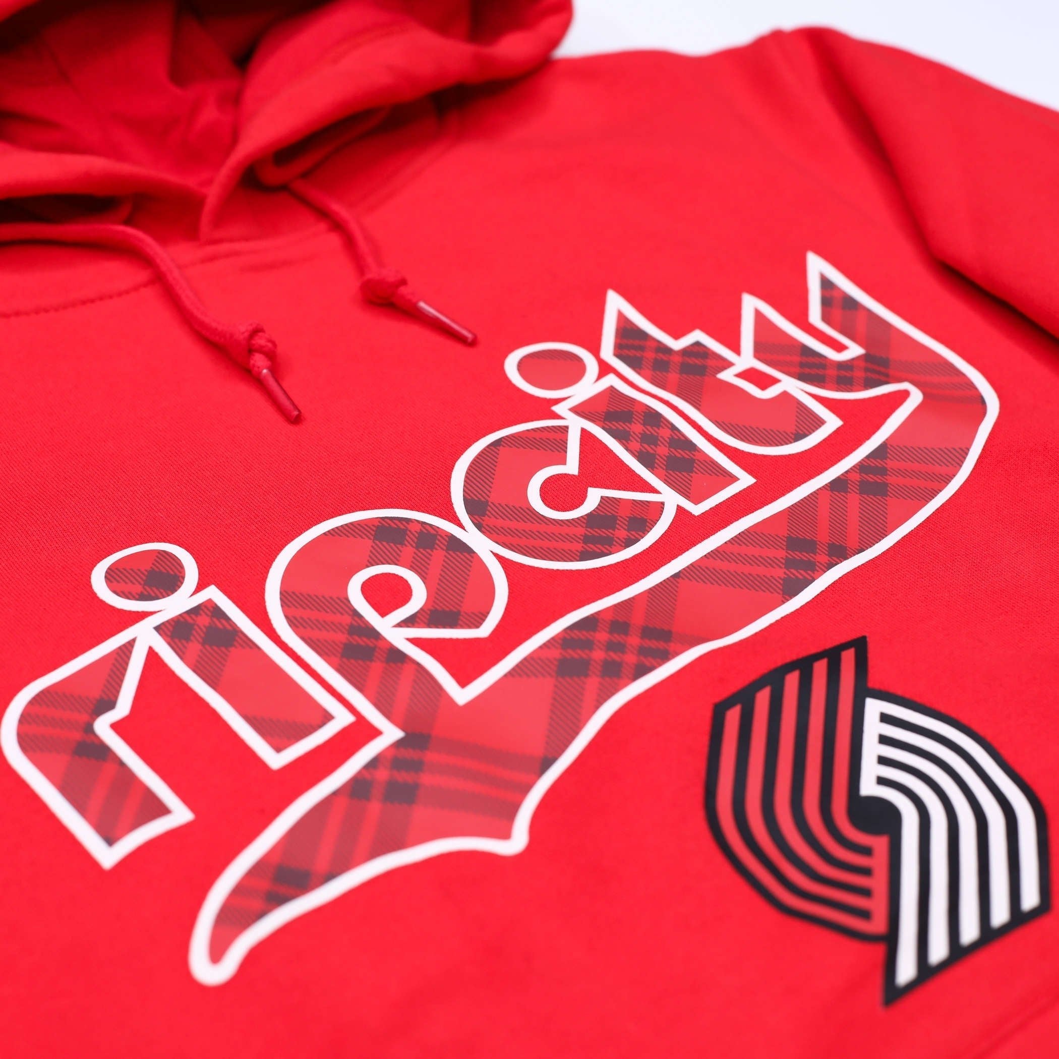 New Era Retro Plaid City Big Hoodie In Red - Rip City Clothing