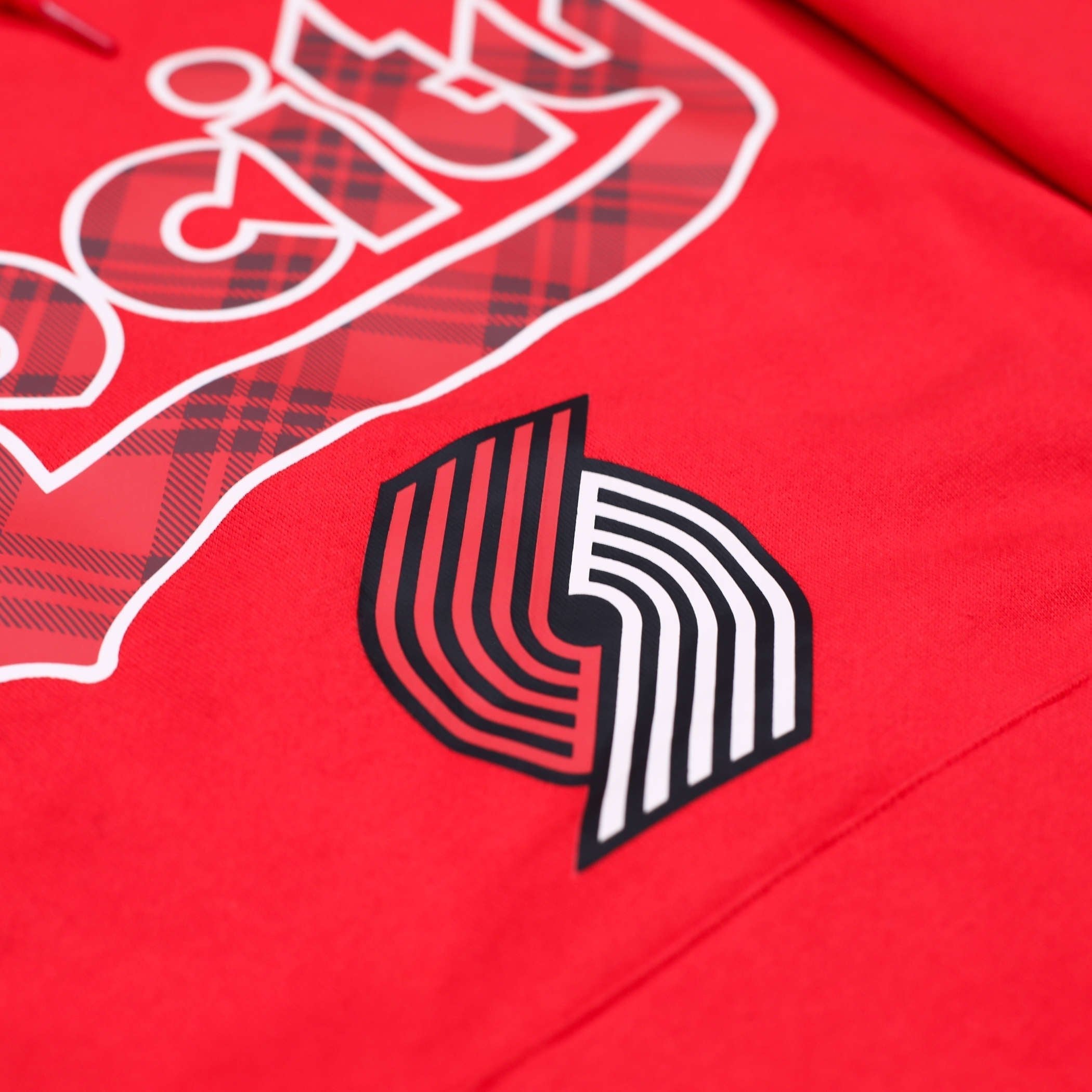 New Era Retro Plaid City Big Hoodie In Red - Rip City Clothing