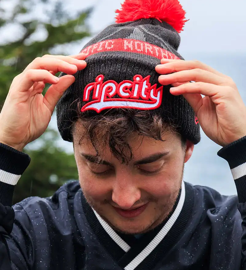 New Era Peak Plaid 24-25 City Edition Stripe Knit Beanie - Rip City Clothing