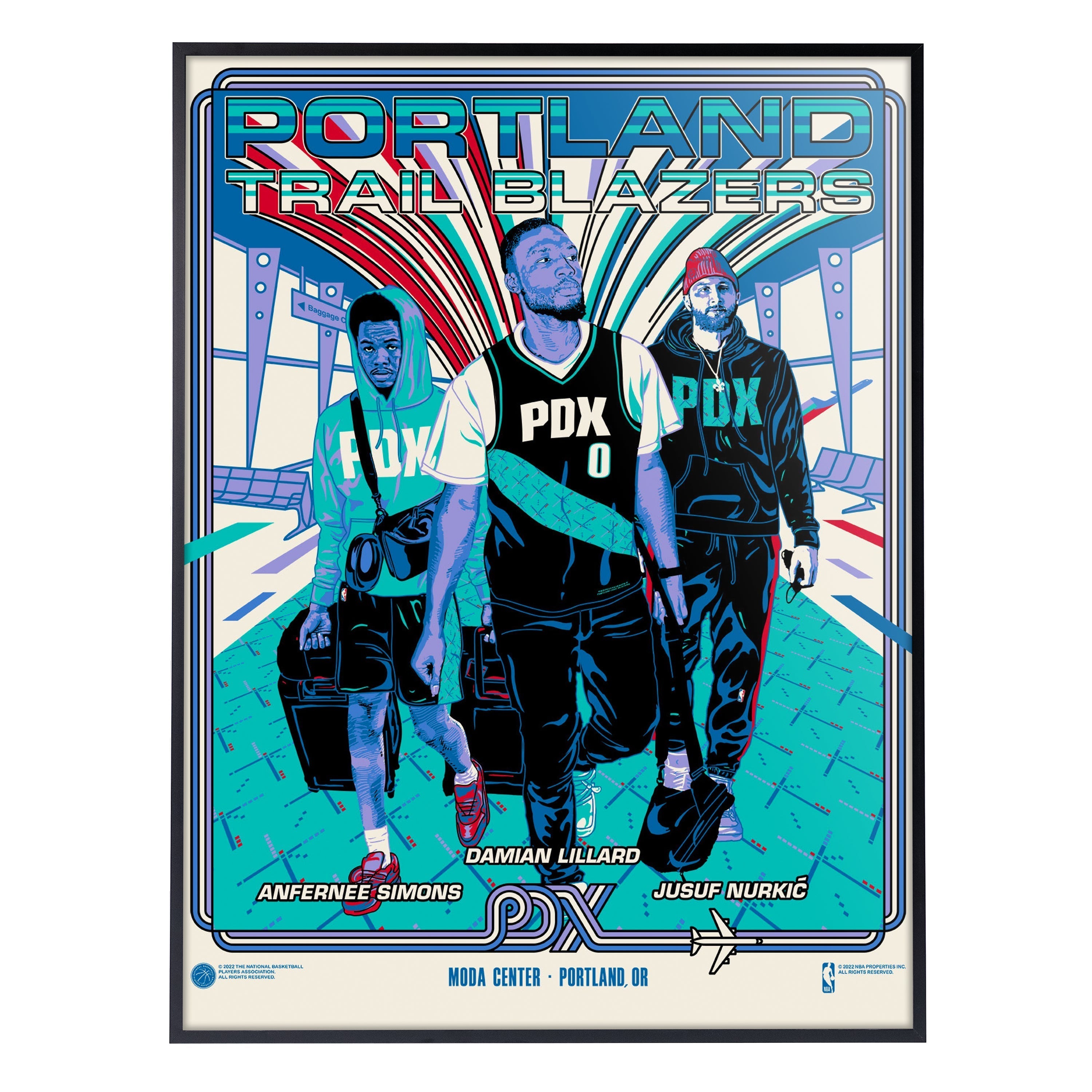 Phenom Gallery Portland Trail Blazers PDX City Edition 18" X 24" Deluxe Framed Serigraph