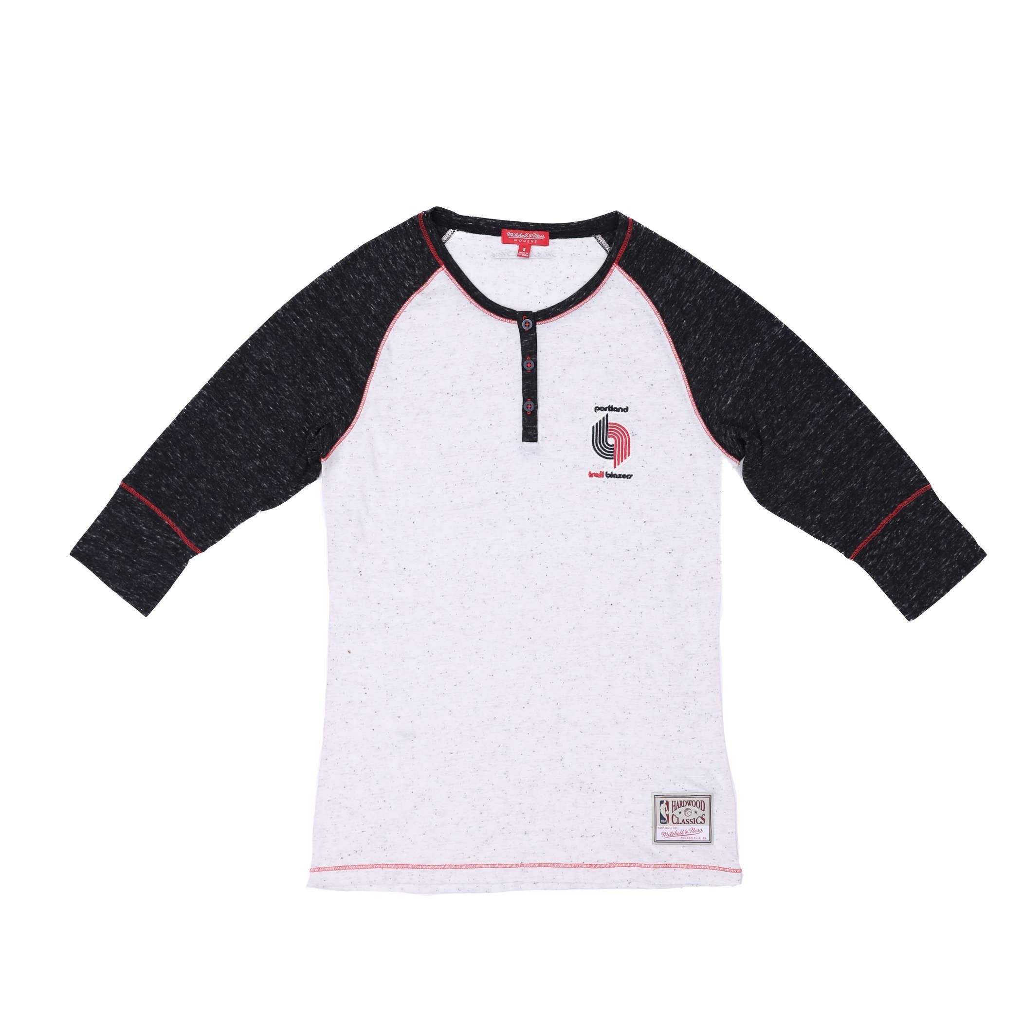 Portland Blazers Mitchell & Ness Women's Oatmeal Henley Shirt - XS - 