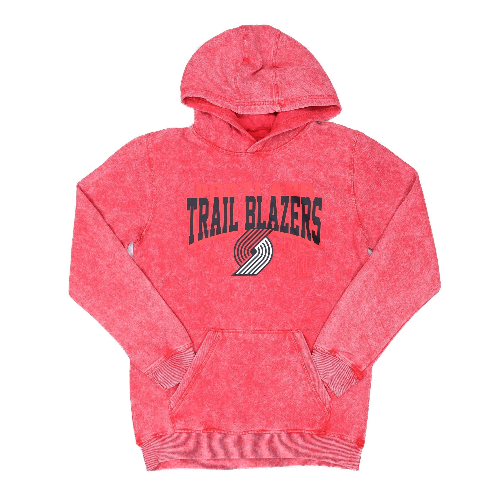 Portland Blazers Youth Mineral Wash Back - to - Back Red Hoodie - Youth S - 
