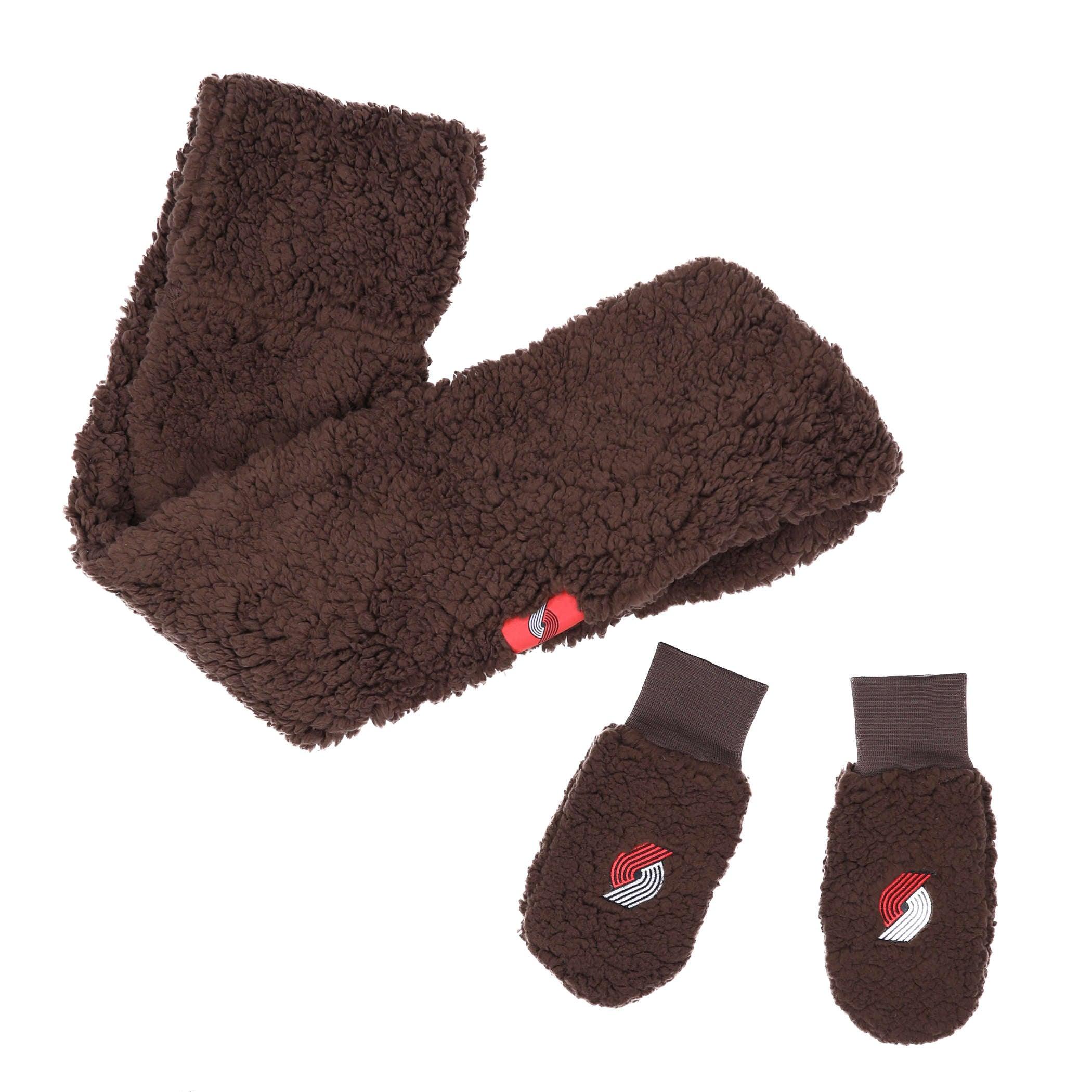 Portland Trail Blazers Brown Women's Sherpa Mittens - Rip City Clothing