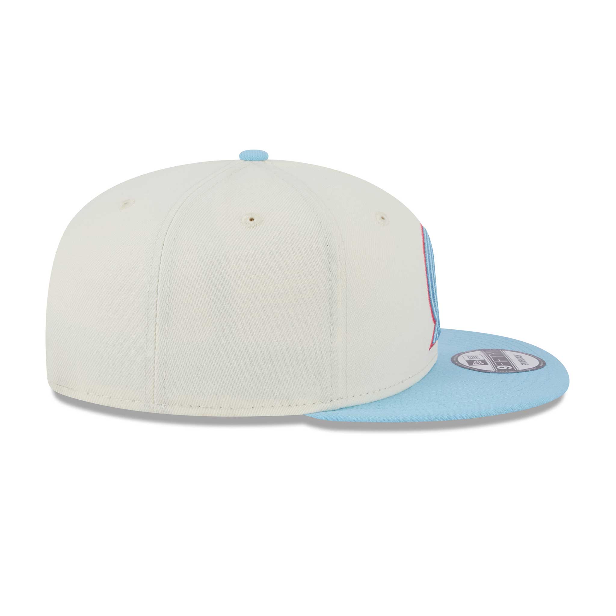 Houston Oilers New Era Two-Tone Chrome Classic 9FIFTY Snapback Hat -  Cream/Light Blue