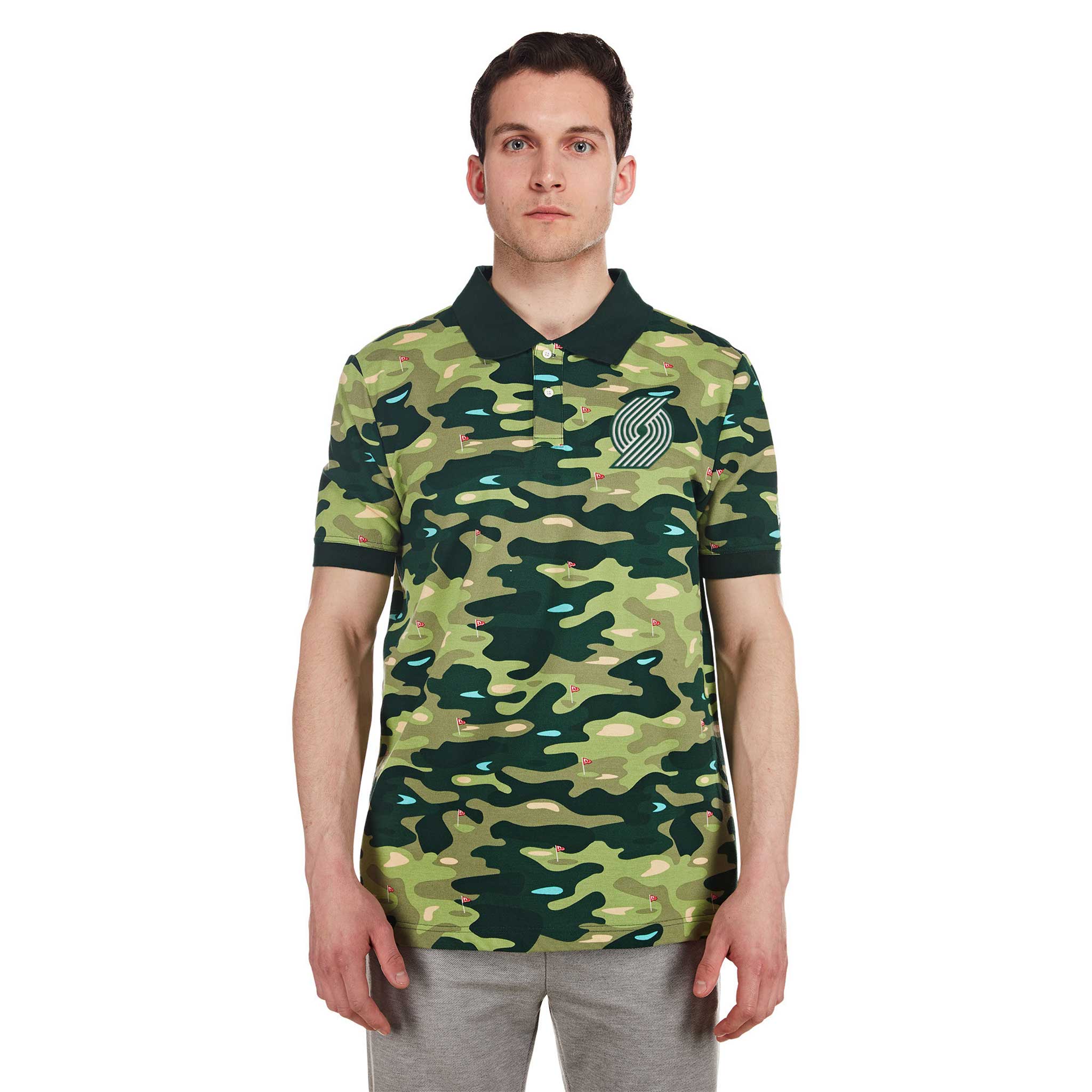 Portland Trail Blazers New Era Golf Camo Polo - S - 