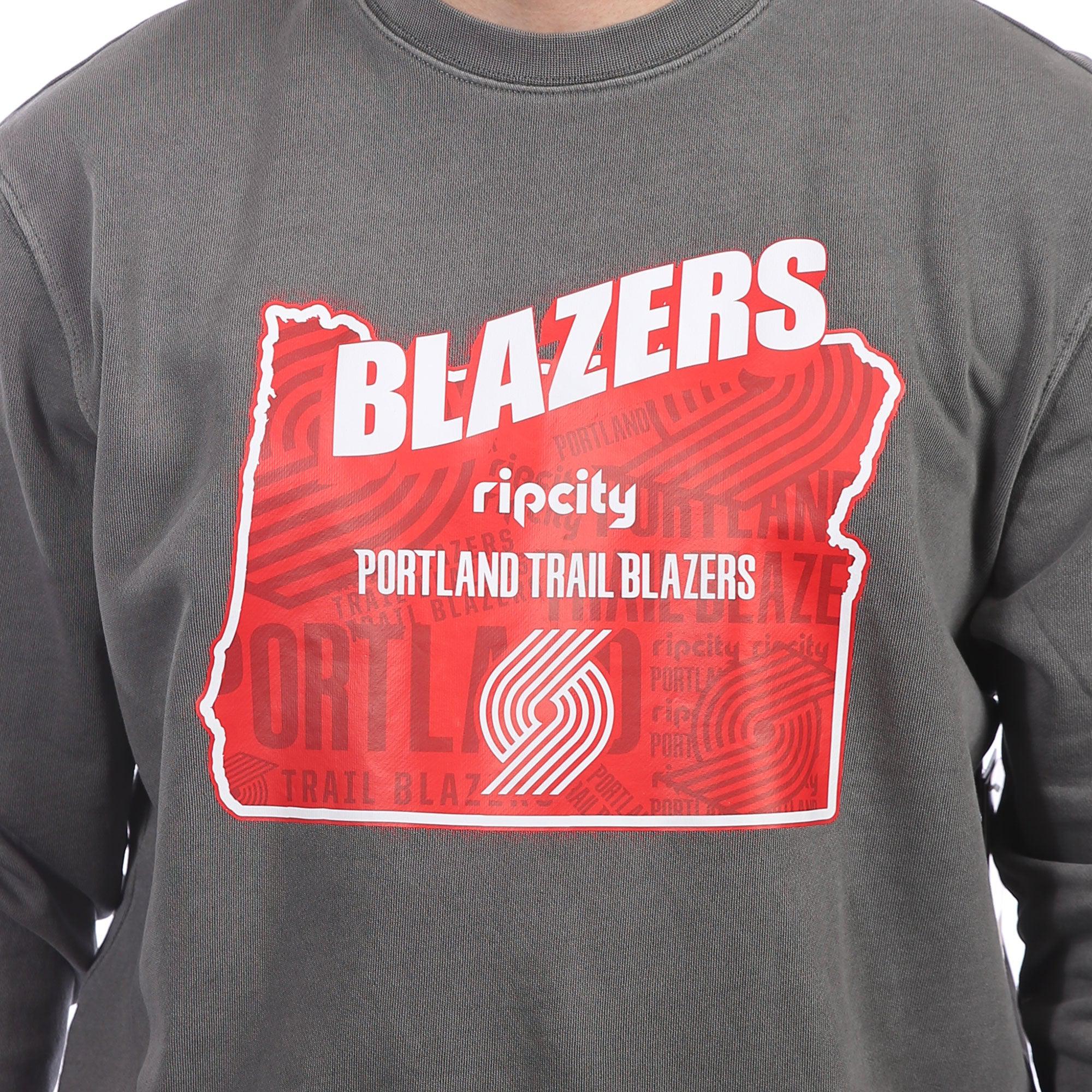 Portland Trail Blazers New Era State Gray Crew - XS - 