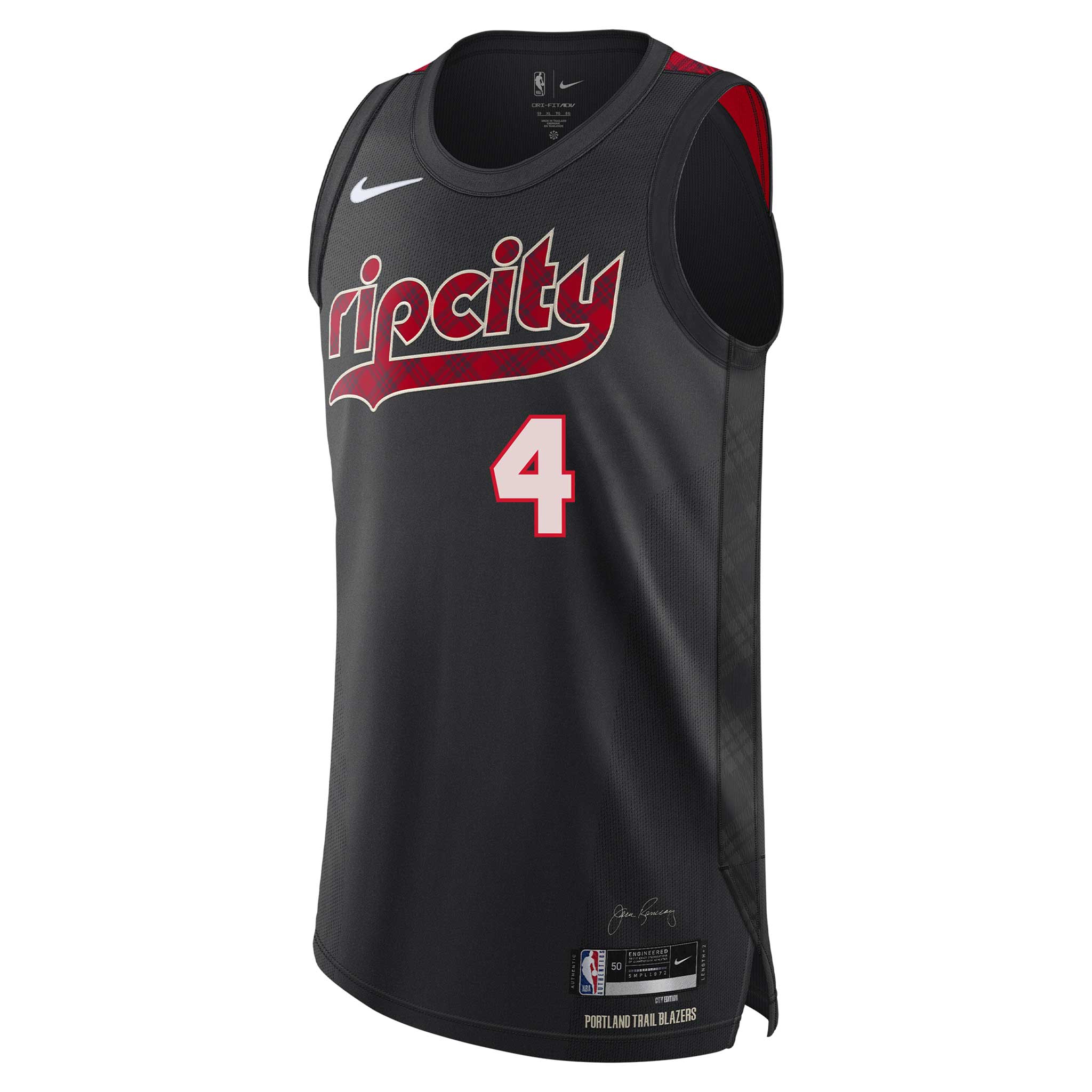 Portland Trail Blazers Nike Thybulle City Edition Retro Plaid Swingman Jersey - S - 