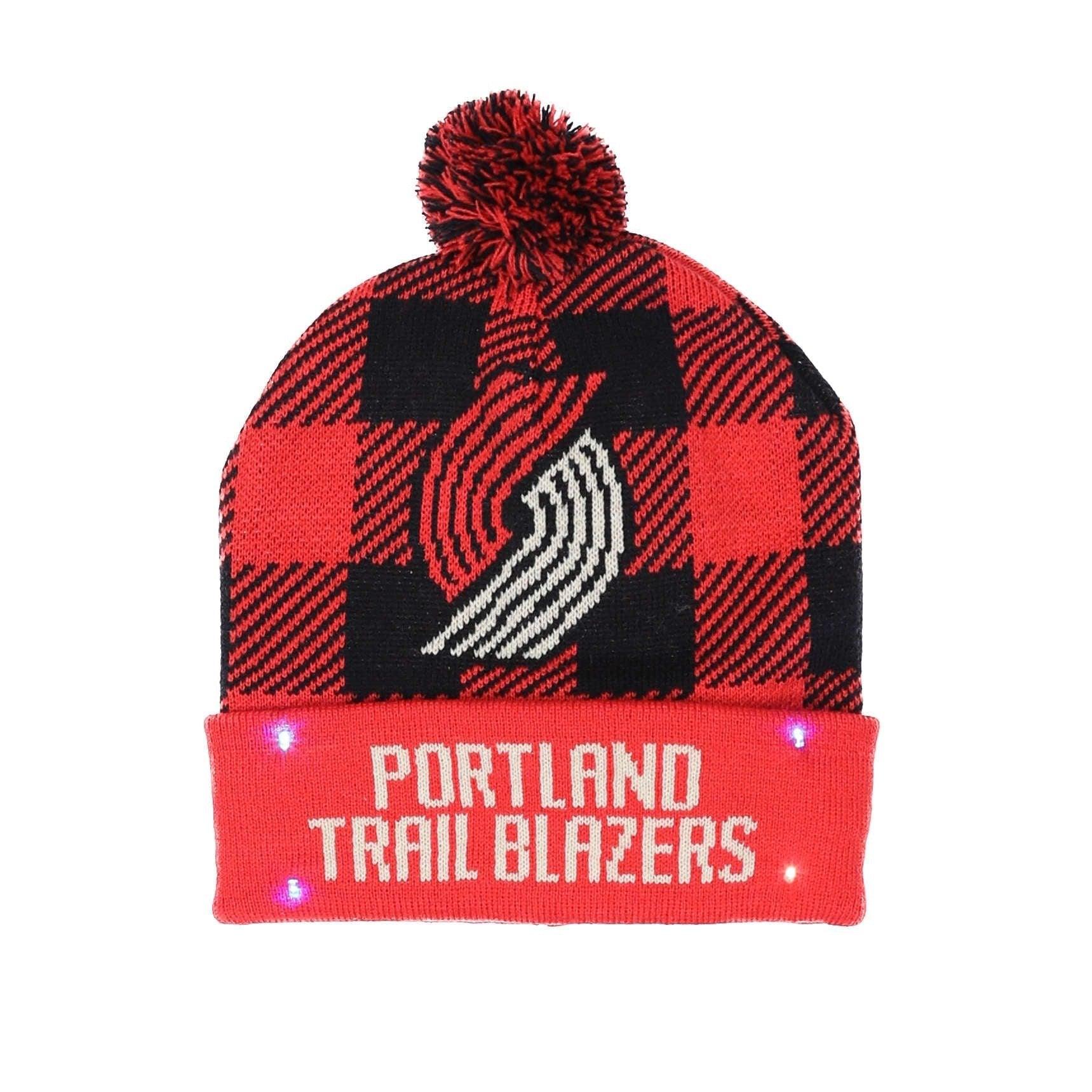 Portland Trail Blazers Retro Plaid Light Up Knit Beanie - Rip City Clothing