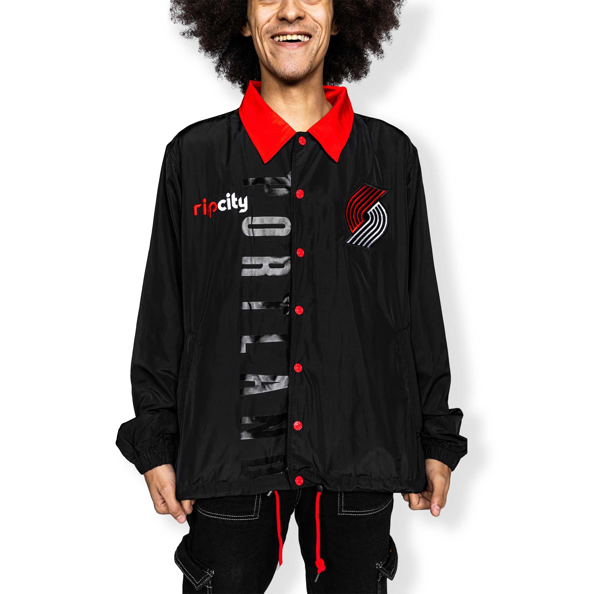 Portland Trail Blazers Wild Collective Back Pinwheel Coaches Jacket - Rip City Clothing