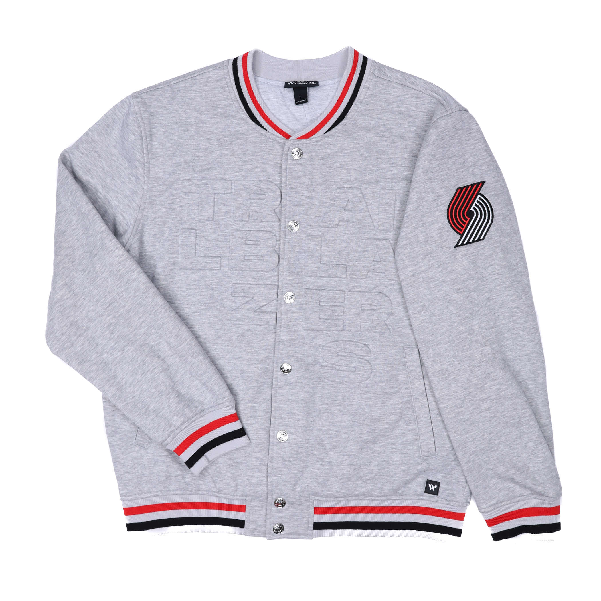 Portland Trail Blazers Wild Collective Gray Quilted Bomber Jacket - Rip City Clothing