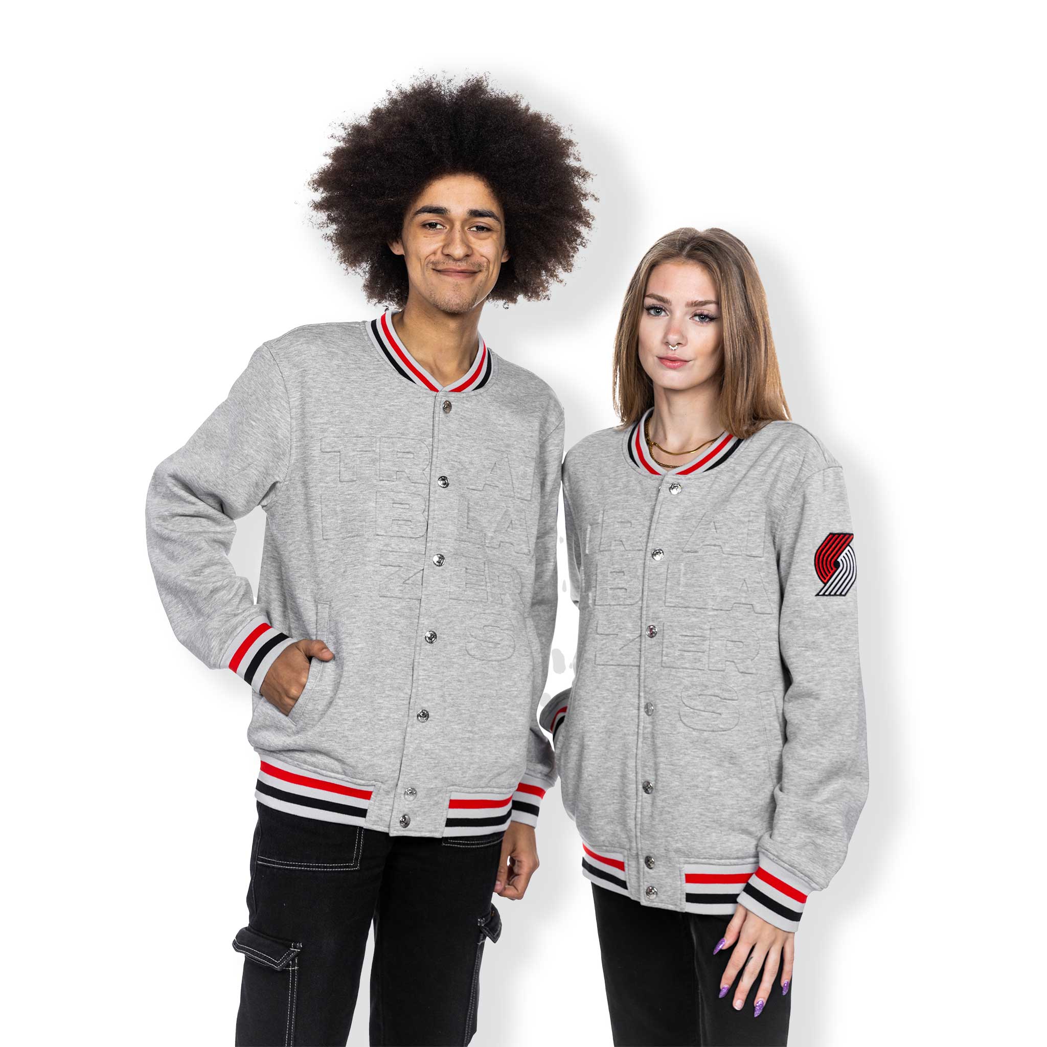 Portland Trail Blazers Wild Collective Gray Quilted Bomber Jacket - Rip City Clothing