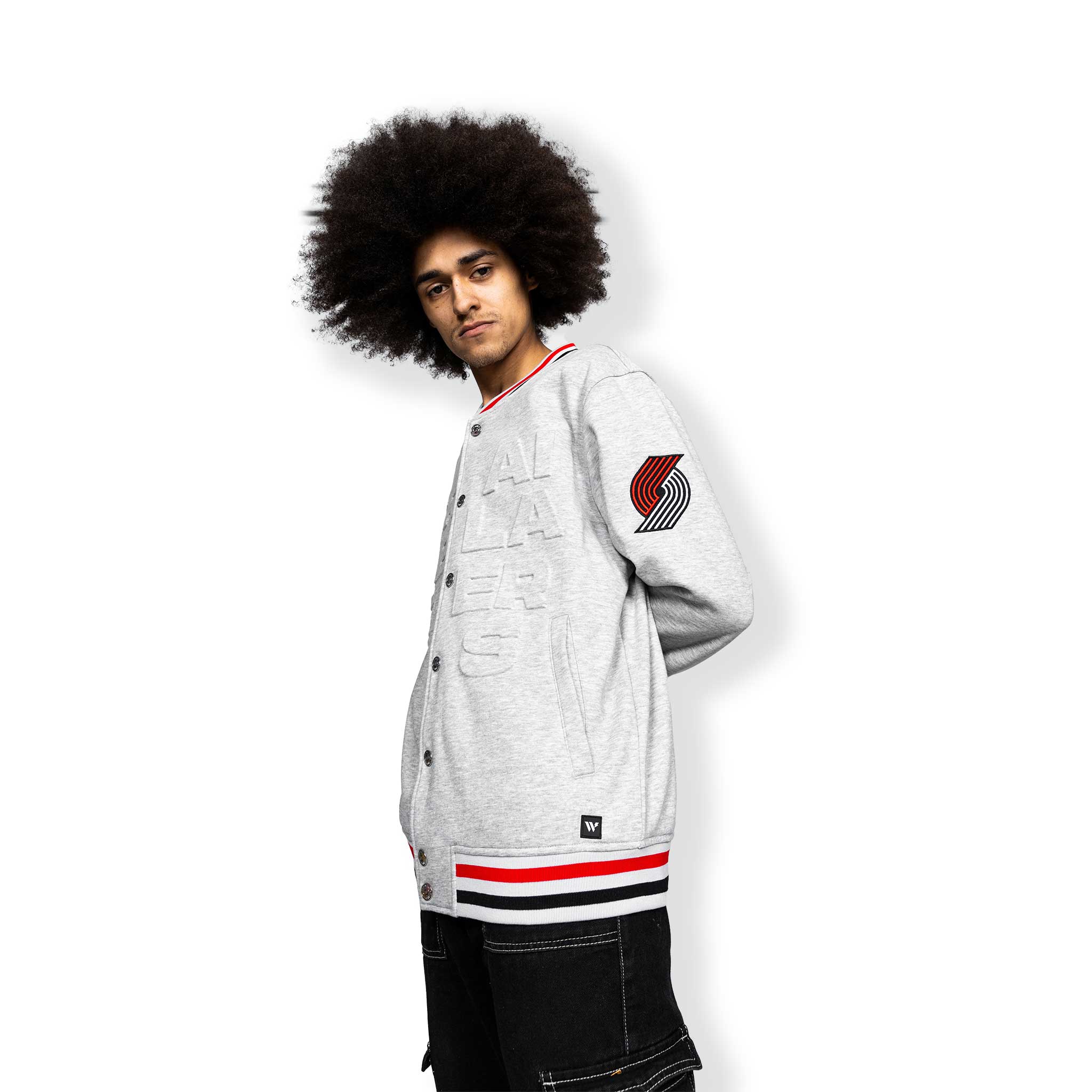 Portland Trail Blazers Wild Collective Gray Quilted Bomber Jacket - Rip City Clothing