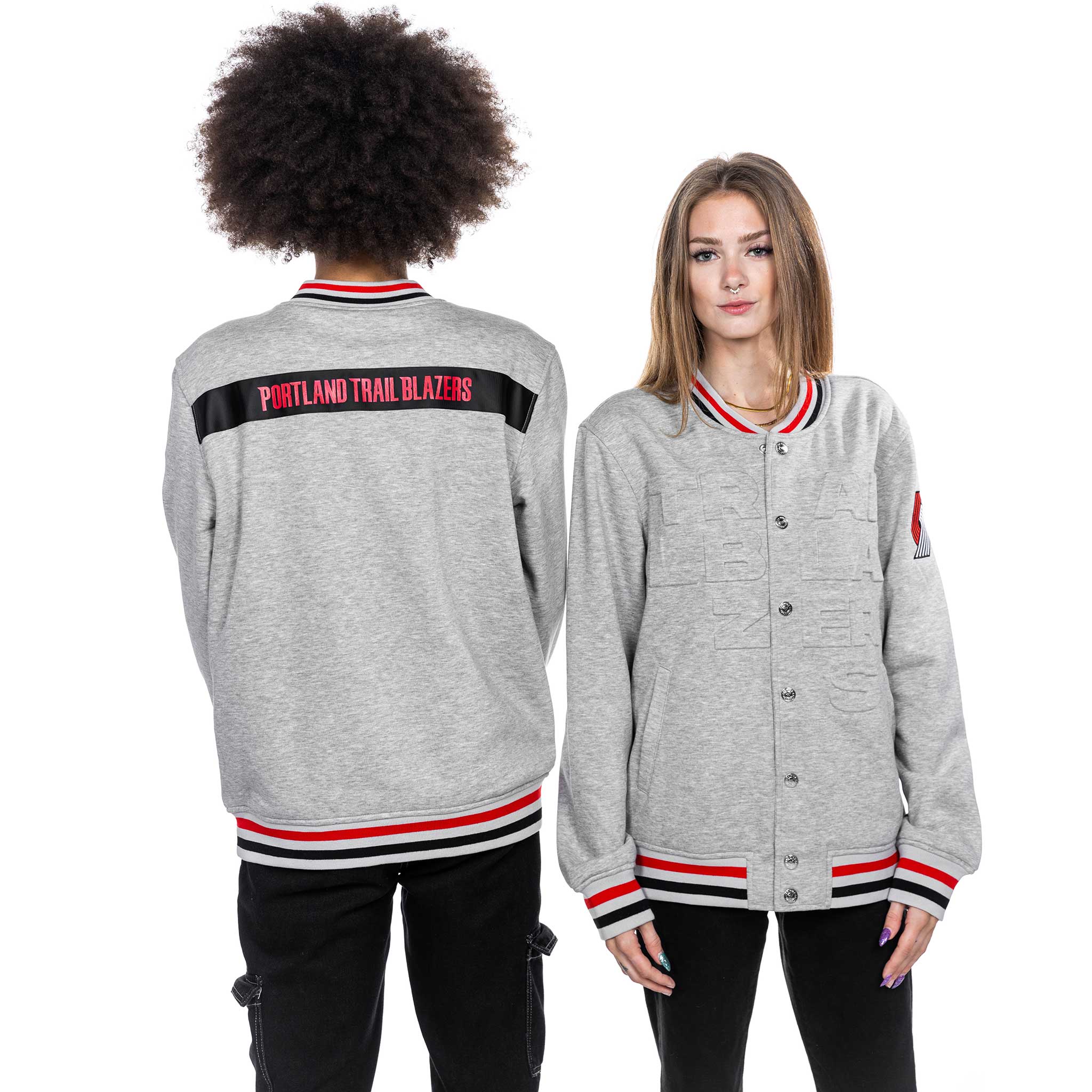 Portland Trail Blazers Wild Collective Gray Quilted Bomber Jacket - Rip City Clothing