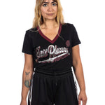 Portland Trail Blazers Women's On The Ball Black V-Neck T-Shirt