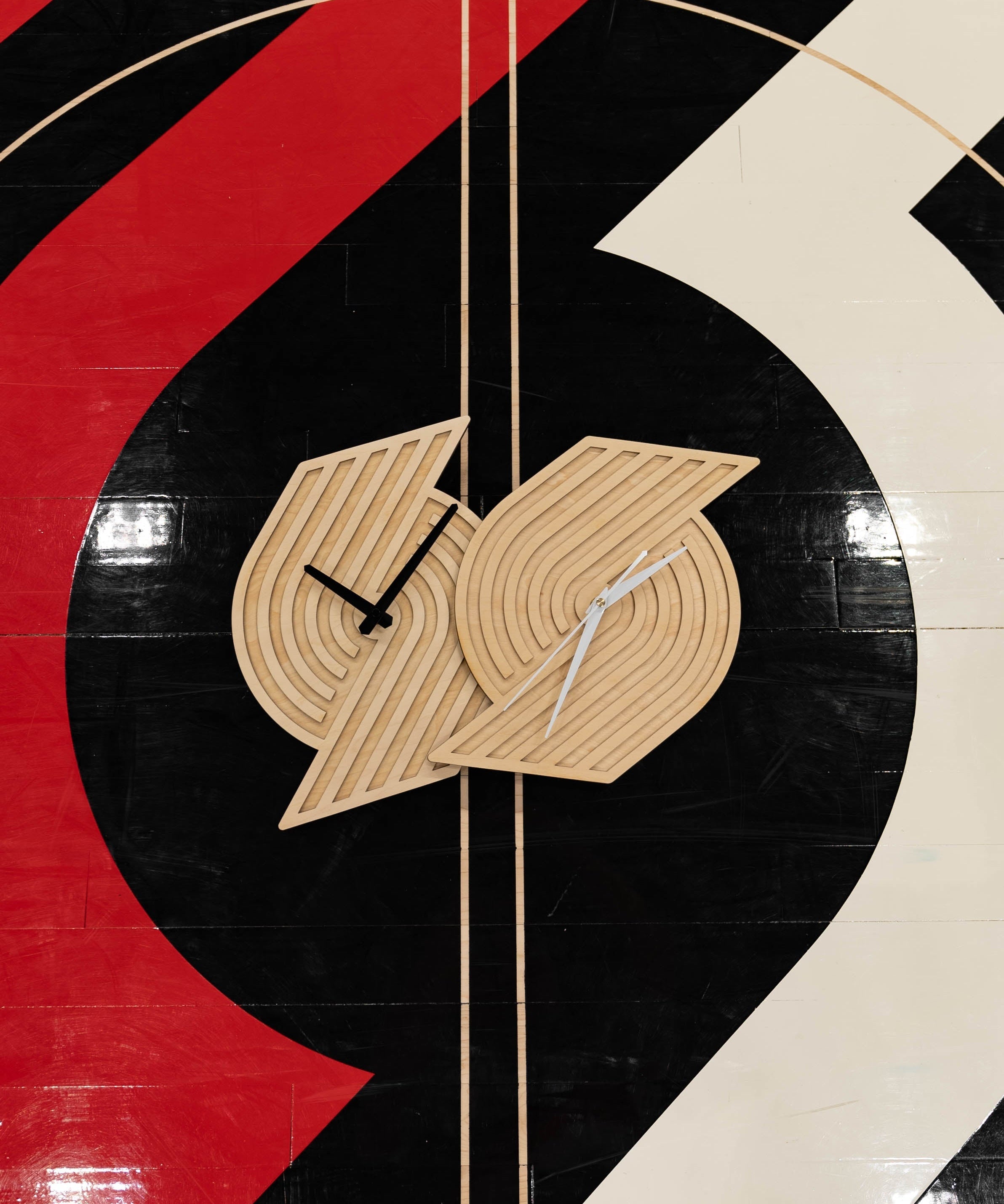 Portland Trail Blazers x Kevin Concepts Wood Pinwheel Clock