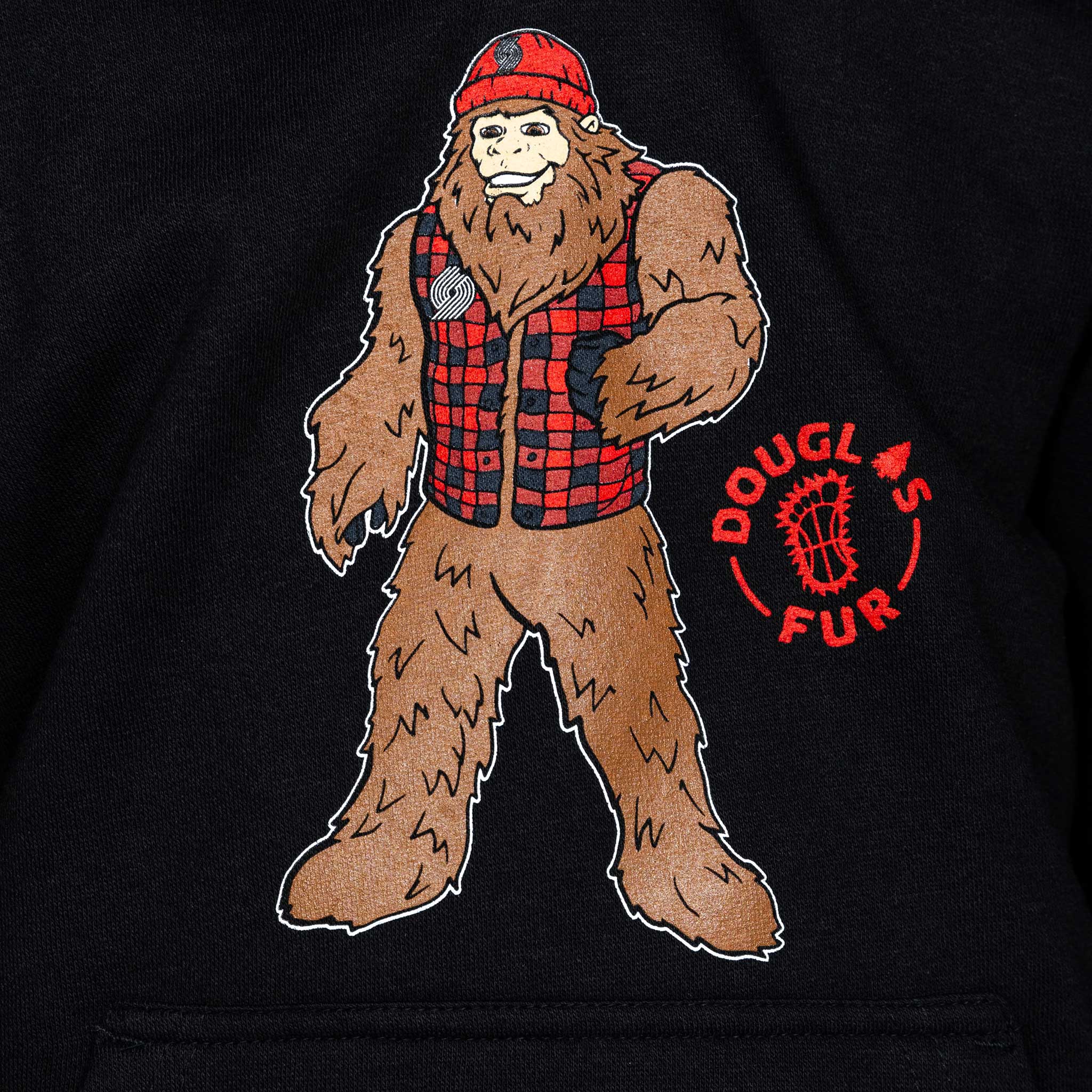 Portland Trail Blazers Youth Douglas Fur Mascot Black Hoodie