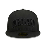 Trail Blazers New Era Portland Black On Black Text Fitted Cap - Rip City Clothing