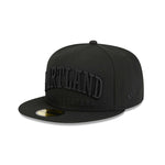 Trail Blazers New Era Portland Black On Black Text Fitted Cap - Rip City Clothing