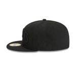 Trail Blazers New Era Portland Black On Black Text Fitted Cap - Rip City Clothing