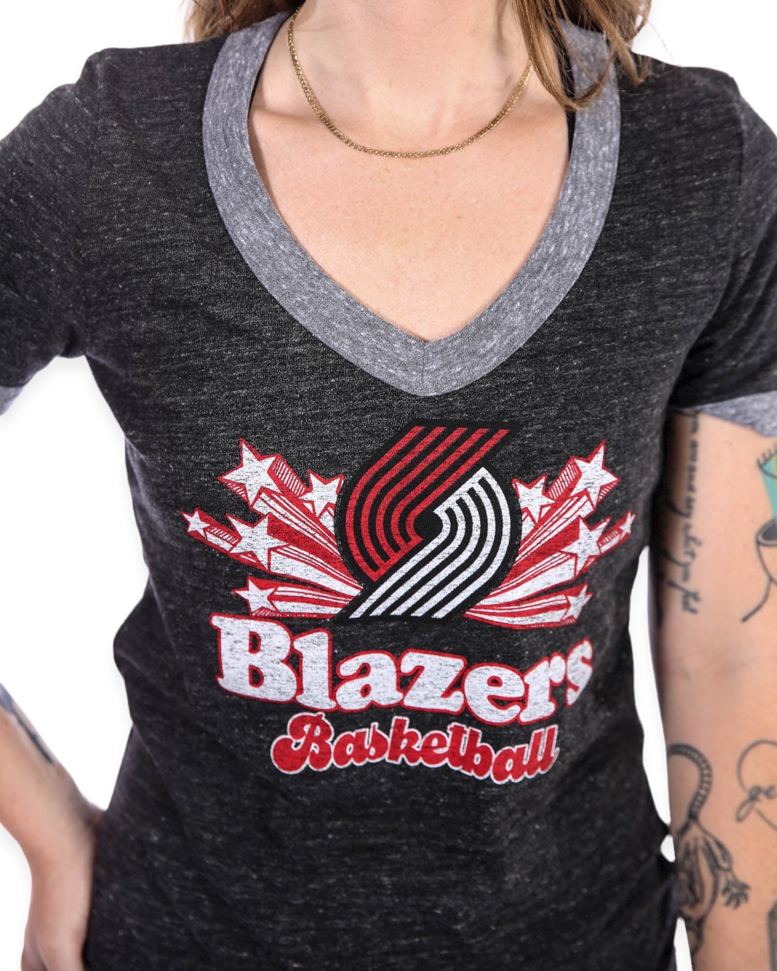 Trail Blazers New Era Women's Logo Stars T-Shirt