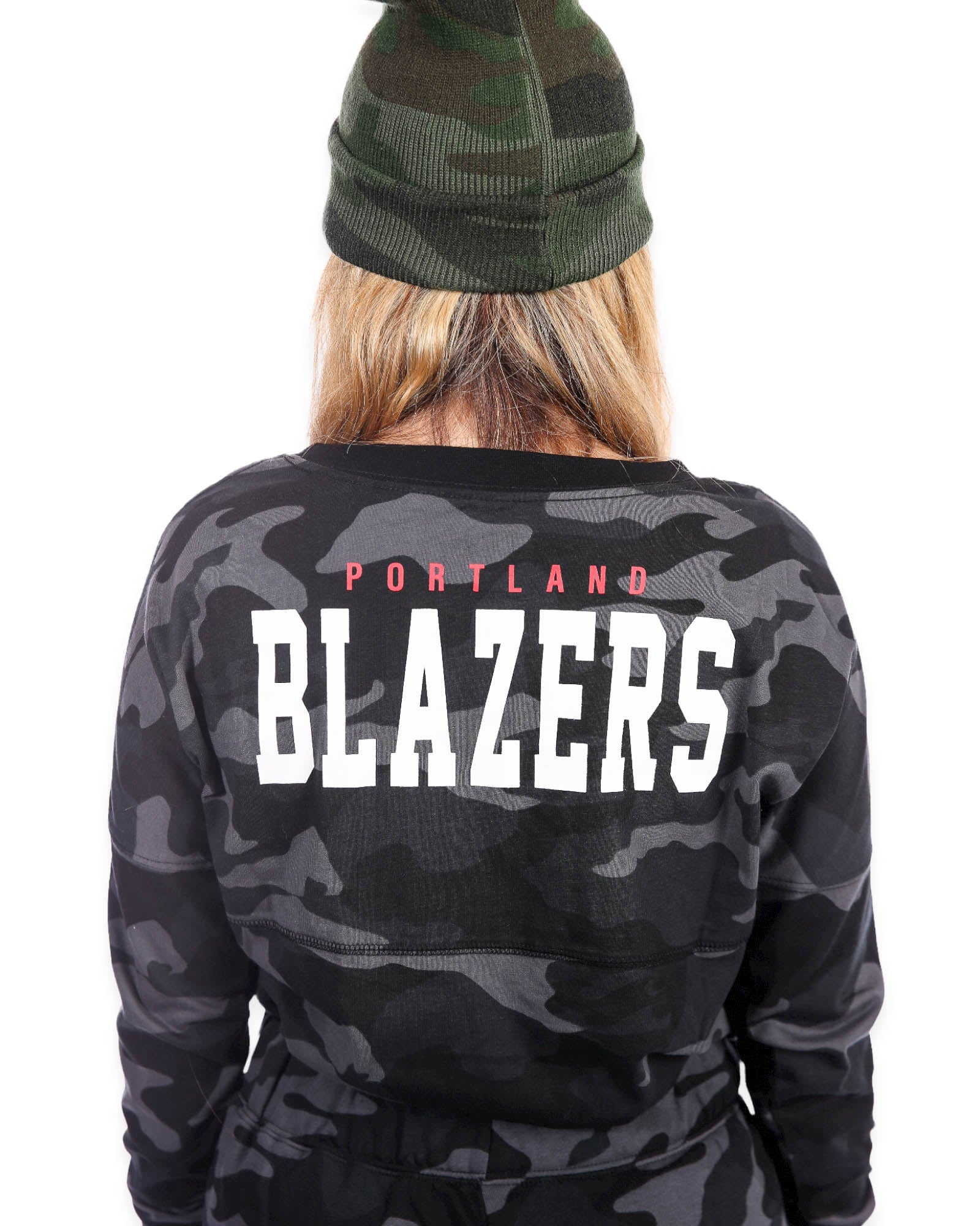 Trail Blazers Women's New Era Camo Long Sleeve T-Shirt - Rip City Clothing