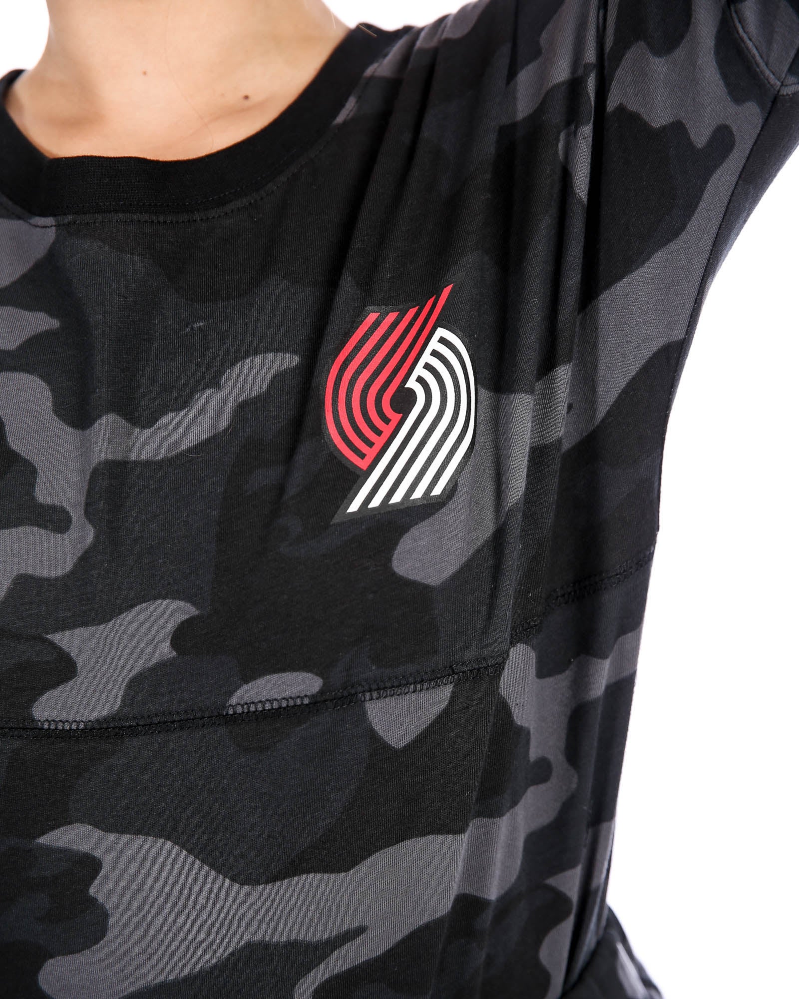 Trail Blazers Women's New Era Camo Long Sleeve T-Shirt - Rip City Clothing