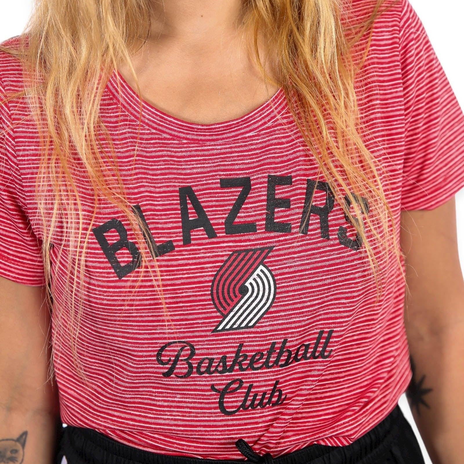 Trail Blazers Women's New Era Space Dye Red T-Shirt - Rip City Clothing